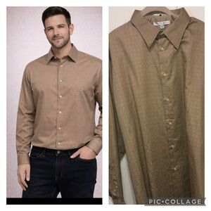 Geoffrey Beene long sleeve tan shirt